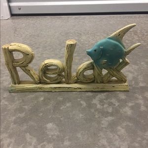 Relax driftwood sign